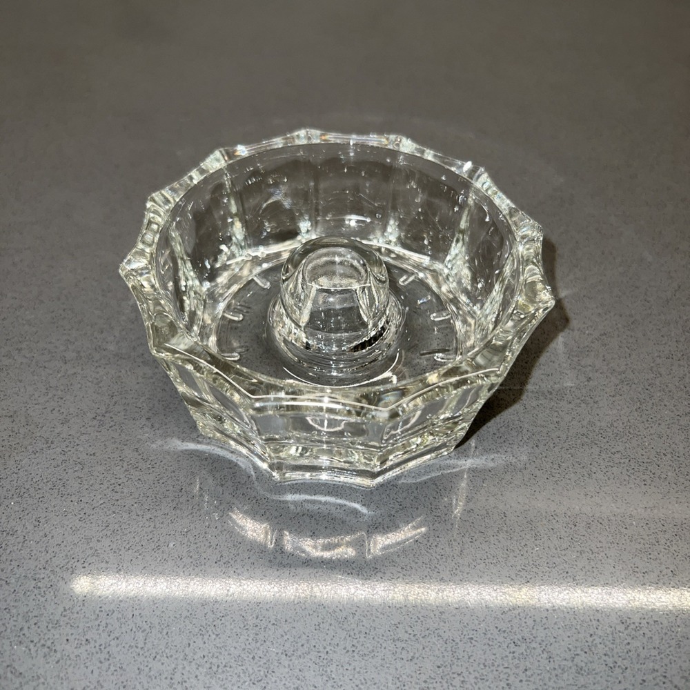 Mid-Century Cut Glass Jewelry Holder Dish 4.5" Clear Victorian VTG 60s